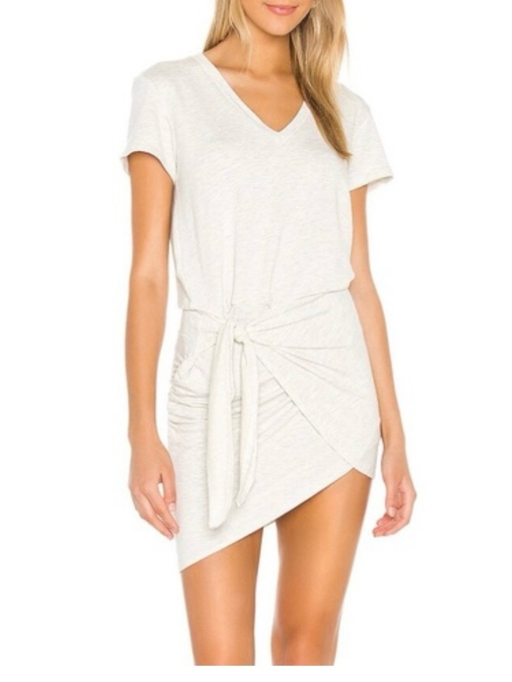 Monrow gray Tie-Waist V-Neck Mini Dress size S